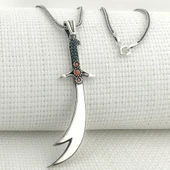 925 Ayar Gümüş Kırmızı Taşlı Zülfikar Kolye thumbnail 1
