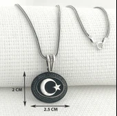 925 Ayar Gümüş Siyah Taşlı Ayyıldız Kolye thumbnail 3