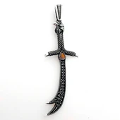 925 Ayar Gümüş Kırmızı Taşlı Kartal Başlı Zülfikar Kolye Ucu thumbnail 2