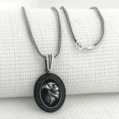 925 Ayar Gümüş Siyah Taşlı Kartal Motifli Kolye thumbnail 1