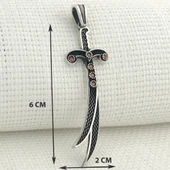 925 Ayar Kırmızı Taşlı Zülfikar Gümüş Kolye Ucu thumbnail 3