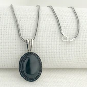 925 Ayar Gümüş Siyah Oniks Taşlı Gümüş Kolye thumbnail 1
