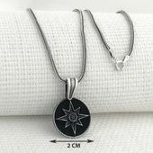 925 Ayar Gümüş Siyah Taşlı Kuzey Yıldızı Kolye thumbnail 3