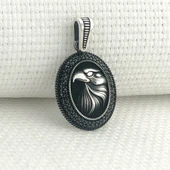 925 Ayar Gümüş Siyah Taşlı Kartal Motifli Kolye Ucu thumbnail 1