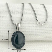 925 Ayar Gümüş Siyah Oniks Taşlı Gümüş Kolye thumbnail 3