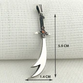 925 Ayar Kırmızı Taşlı Zülfikar Gümüş Kolye Ucu thumbnail 3