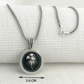 925 Ayar Siyah Taşlı Kartal Gümüş Kolye thumbnail 3