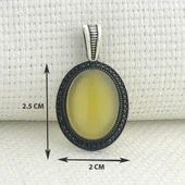 925 Ayar Sarı Akik Taşlı Gümüş Kolye Ucu thumbnail 3