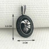 925 Ayar Gümüş Siyah Taşlı Kartal Motifli Kolye Ucu thumbnail 3