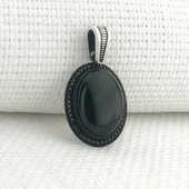 925 Ayar Gümüş Siyah Oniks Taşlı Gümüş Kolye Ucu thumbnail 1