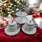 Acar 7647 Betty 2 Li Standlı Mini Pasta Set & Fincan Takımı Silver - 2