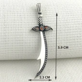 925 Ayar Gümüş Kırmızı Taşlı Zülfikar Kolye Ucu thumbnail 3