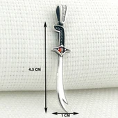 925 Ayar Kırmızı Taşlı Zülfikar Gümüş Kolye Ucu thumbnail 3