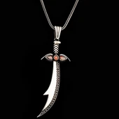 925 Ayar Gümüş Kırmızı Taşlı Zülfikar Kolye thumbnail 2