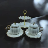 Acar 7647 Betty 2 Li Standlı Mini Pasta Set & Fincan Takımı Gold - 2