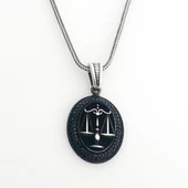 925 Ayar Gümüş Siyah Taşlı Adalet Terazisi Kolye thumbnail 2