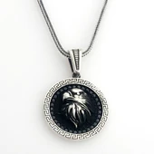 925 Ayar Siyah Taşlı Kartal Gümüş Kolye thumbnail 2