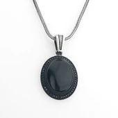 925 Ayar Gümüş Siyah Oniks Taşlı Gümüş Kolye thumbnail 2