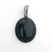 925 Ayar Gümüş Siyah Oniks Taşlı Gümüş Kolye Ucu thumbnail 2