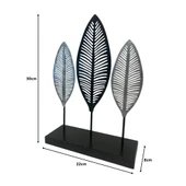 Dekoratif Metal Yaprak Temalı Masaüstü Obje Siyah Gümüş Renk - 7