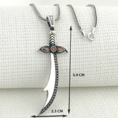 925 Ayar Gümüş Kırmızı Taşlı Zülfikar Kolye thumbnail 3