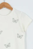 KIZ ÇOCUK TSHİRT KELEBEK BASKILI BİSİKLET YAKA D31 thumbnail 2