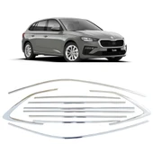 Skoda Scala Krom Cam Çerçevesi 10 Parça TamTur 2019+ Uyumlu - 2