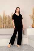 “Bambu Kumaş Büyük Beden Kadın Dantelli Kısa Kollu Pijama Takımı – Yumuşak, Nefes Alabilir, Şık ve Rahat, M-5XL” - 4