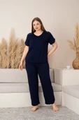 “Bambu Kumaş Büyük Beden Kadın Dantelli Kısa Kollu Pijama Takımı – Yumuşak, Nefes Alabilir, Şık ve Rahat, M-5XL” - 12
