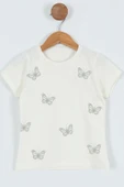 KIZ ÇOCUK TSHİRT KELEBEK BASKILI BİSİKLET YAKA D31 thumbnail 1