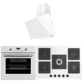 Lanova İnci 3206W01 - G17402-105 - 3220W6 5'li Kare Beyaz Cam Ankastre Set - 1