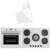 Lanova İnci 3206W01 - G17402-106 - 3220W6 5'li Beyaz Cam Ankastre Set thumbnail 1