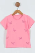 KIZ ÇOCUK TSHİRT KELEBEK BASKILI BİSİKLET YAKA D31 thumbnail 4