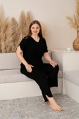 “Bambu Kumaş Büyük Beden Kadın Dantelli Kısa Kollu Pijama Takımı – Yumuşak, Nefes Alabilir, Şık ve Rahat, M-5XL” - 3