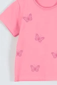 KIZ ÇOCUK TSHİRT KELEBEK BASKILI BİSİKLET YAKA D31 thumbnail 6