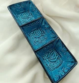 Çini Çerezlik Sunumluk Kase Tabak Kahvaltı Tabağı Seramik Turkuaz - 2