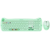 Everest KM-6283 CATTY Renkli Tuşlu Yeşil 2.4 ghz + BT Kablosuz Q Multimedia Klavye + Mouse + Pad Set - 1