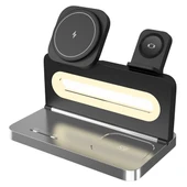 S-LINK SW-CWF120 Telefon Kulaklık Akıllı Saat 15W 3 'in 1 Magsafe Siyah Kablosuz Şarj Cihazı - 2