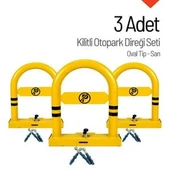 Oval Tip Kilitli Otopark Direği – 3'lü Set Sarı - 1