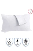 5 Adet Sıvı Su Geçirmez Terletmez %100 Pamuk Yastık Alezi Fermuarlı Akfil 63 Tel Dokuma %100 Pamuk 50x70 Cm Beyaz - 1