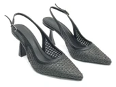 Feles Hasır Detaylı Arkası Açık Stiletto Kadın Topuklu Ayakkabı thumbnail 3