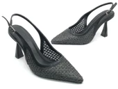 Feles Hasır Detaylı Arkası Açık Stiletto Kadın Topuklu Ayakkabı thumbnail 2