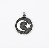 Gümüş Ayyıldız Kabartma  Model Erkek Kolye - 1