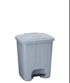 Omnipazar SY-4250 25 lt Köşeli Pedallı Plastik Çöp Kovası İç Kovalı Gri - 1