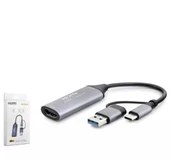 HADRON HDX7831 TYPE-C HDTV COMBO HDMI 4K 30HZ + TYPE-C + 2-USB3.0 + LAN 5IN1 GRİ - 1