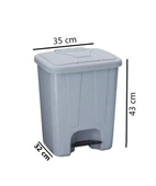 Omnipazar SY-4250 25 lt Köşeli Pedallı Plastik Çöp Kovası İç Kovalı Gri - 2