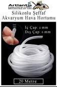 Silikonlu Şeffaf Akvaryum Hava Hortumu 20 Metre İç Çap 4mm Dış Çap 6mm Deney Fıskiye Kauçuk Hortum Yağ Hava Pompa Borusu thumbnail 1