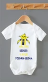 ORGANİK %100 PAMUKLU 9 AYLIK YOLDAN GELDİM F BASKILI Bebek Body Çıtçıtlı Badi002 - 1