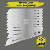 İthal 10 Adet 8 Dilim Maket Bıçağı Yedeği Ucu 0.50 mm Kalınlık x 18 mm Genişlik Bıçak Ucu Jilet - 1