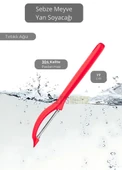 Meyve Soyacağı Paslanmaz Sebze Soyacağı Yan Soyacak Çelik Kırmızı 17 cm - 1